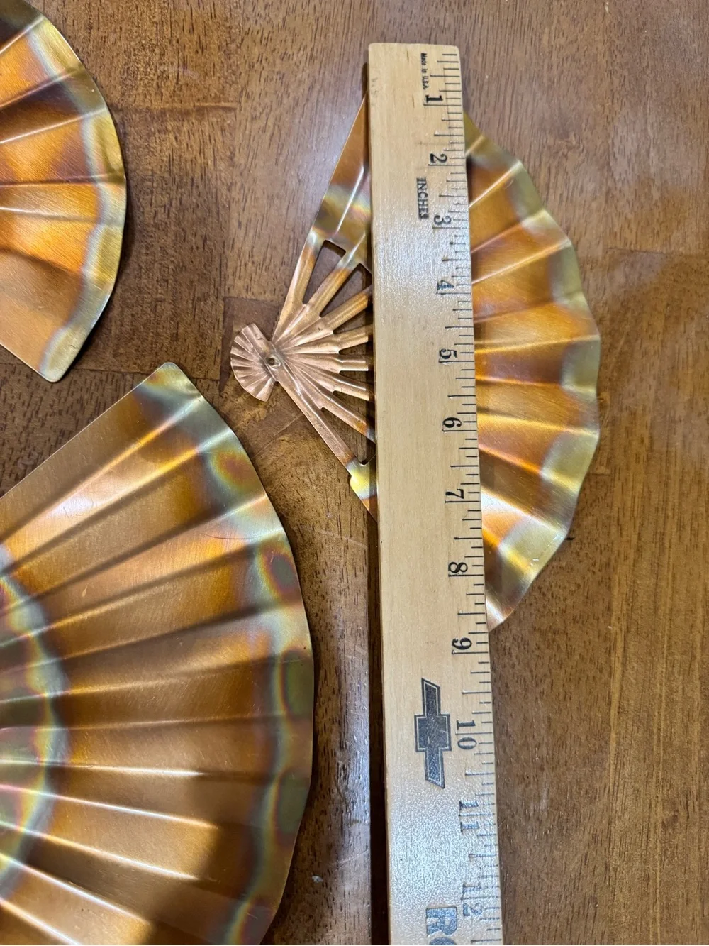 Vintage copper fans wall decor set of 3